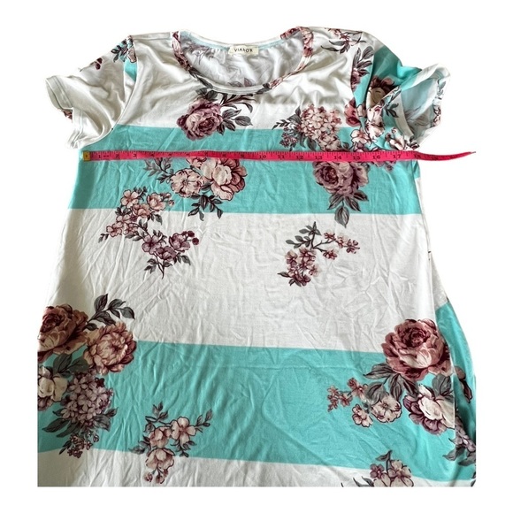 Viamore Floral and stripe T-shirt dress size Medium - Picture 6 of 7